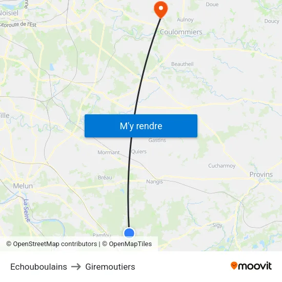 Echouboulains to Giremoutiers map