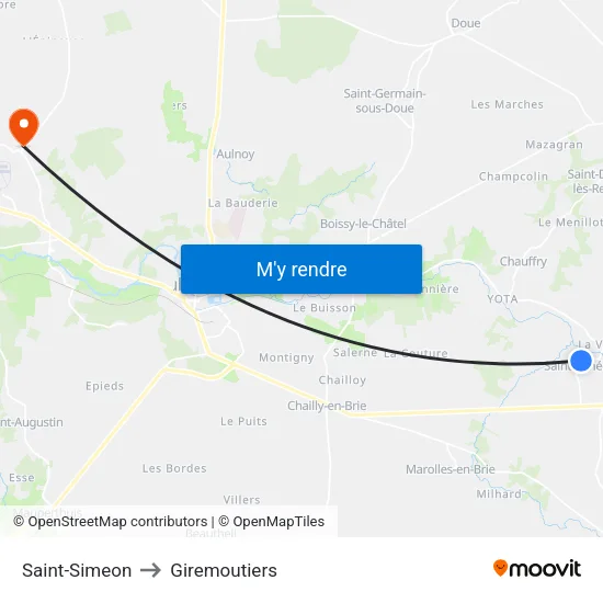 Saint-Simeon to Giremoutiers map
