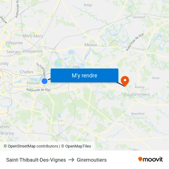 Saint-Thibault-Des-Vignes to Giremoutiers map