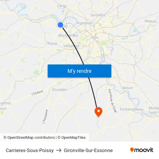 Carrieres-Sous-Poissy to Gironville-Sur-Essonne map