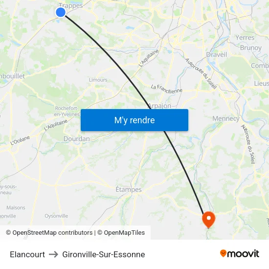 Elancourt to Gironville-Sur-Essonne map