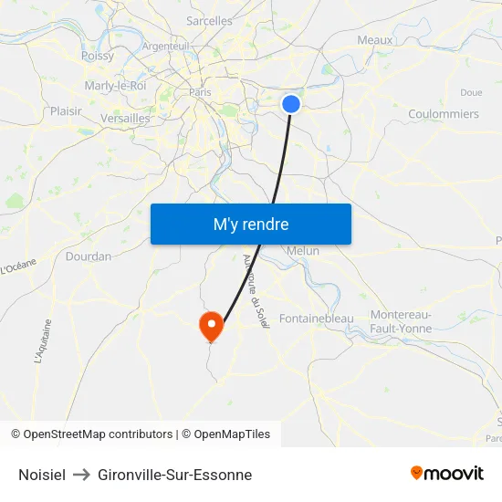 Noisiel to Gironville-Sur-Essonne map