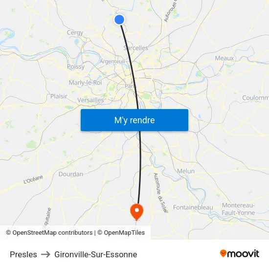 Presles to Gironville-Sur-Essonne map