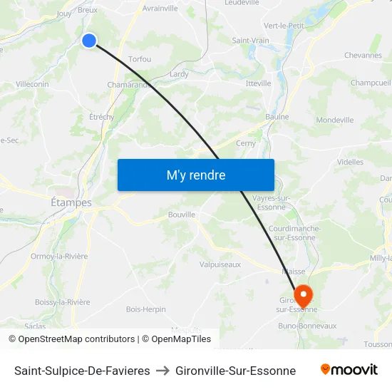 Saint-Sulpice-De-Favieres to Gironville-Sur-Essonne map