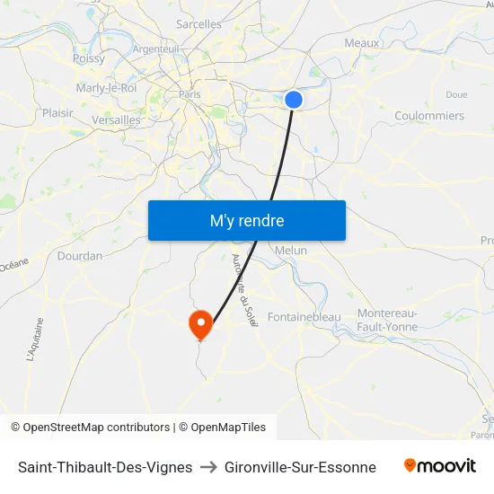 Saint-Thibault-Des-Vignes to Gironville-Sur-Essonne map