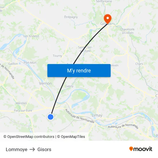 Lommoye to Gisors map