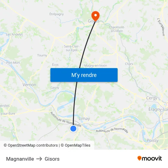 Magnanville to Gisors map