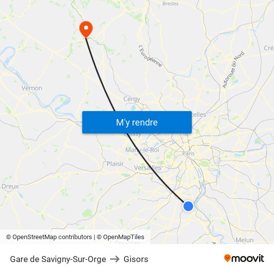 Gare de Savigny-Sur-Orge to Gisors map