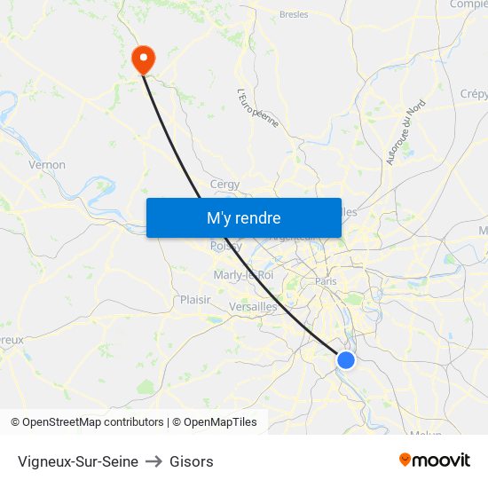 Vigneux-Sur-Seine to Gisors map