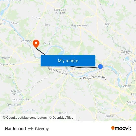 Hardricourt to Giverny map