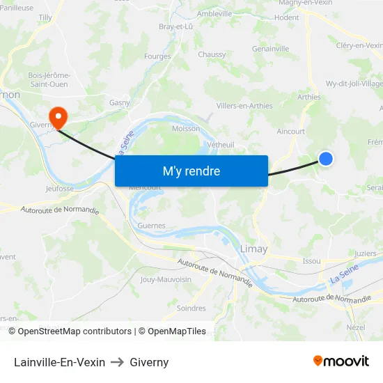 Lainville-En-Vexin to Giverny map