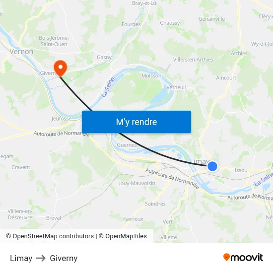 Limay to Giverny map