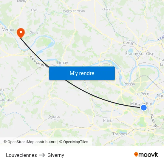 Louveciennes to Giverny map