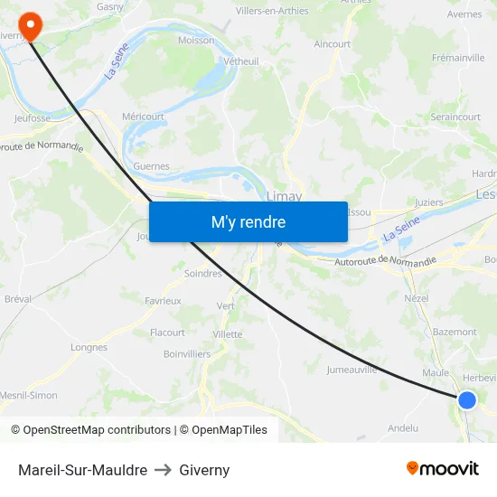 Mareil-Sur-Mauldre to Giverny map