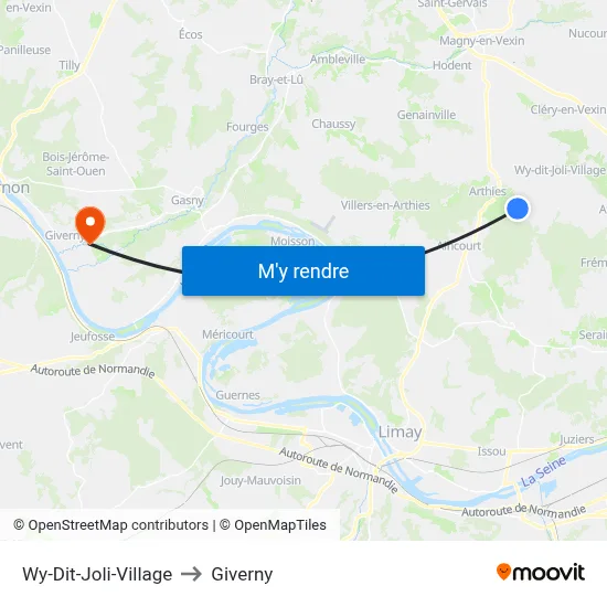 Wy-Dit-Joli-Village to Giverny map