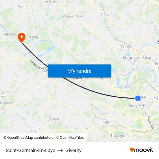 Saint-Germain-En-Laye to Giverny map
