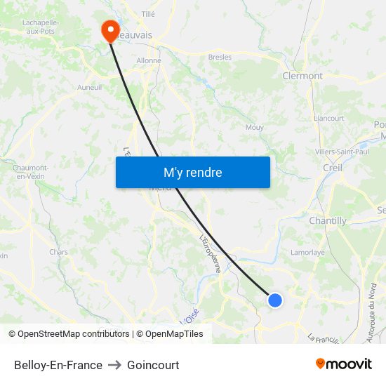 Belloy-En-France to Goincourt map