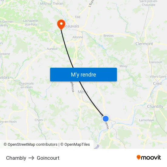 Chambly to Goincourt map