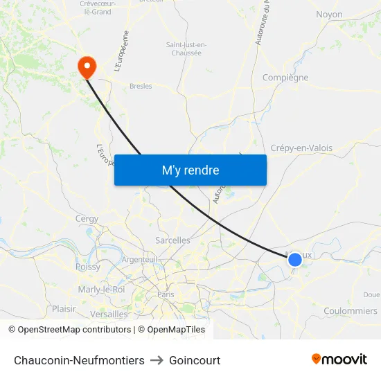 Chauconin-Neufmontiers to Goincourt map