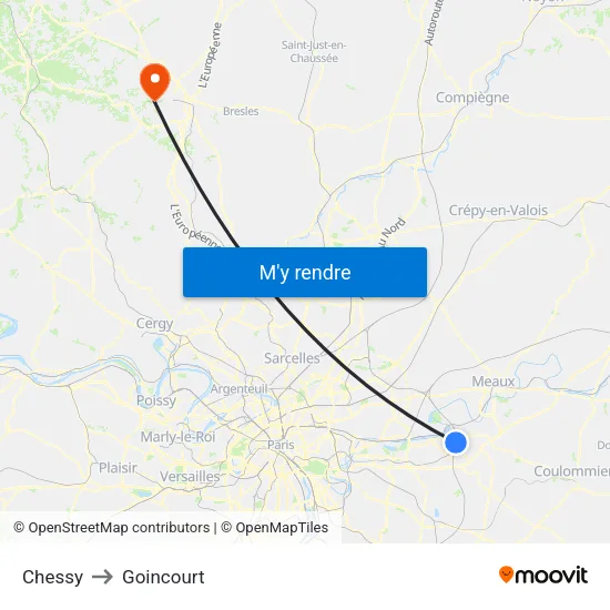 Chessy to Goincourt map