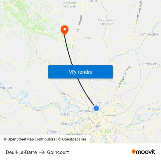 Deuil-La-Barre to Goincourt map