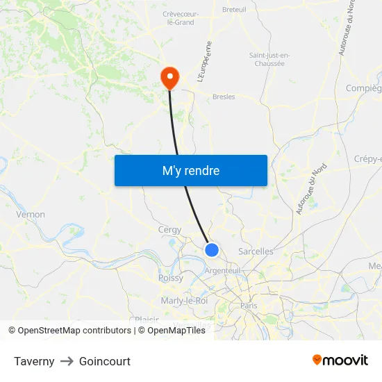 Taverny to Goincourt map