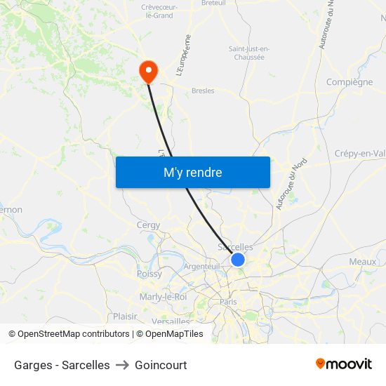 Garges - Sarcelles to Goincourt map