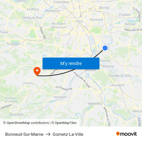 Bonneuil-Sur-Marne to Gometz-La-Ville map