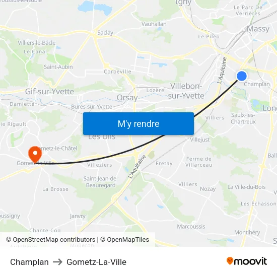 Champlan to Gometz-La-Ville map