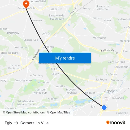 Egly to Gometz-La-Ville map