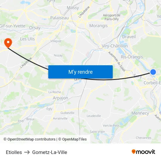 Etiolles to Gometz-La-Ville map
