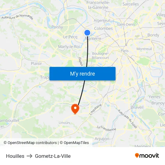 Houilles to Gometz-La-Ville map