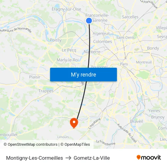 Montigny-Les-Cormeilles to Gometz-La-Ville map