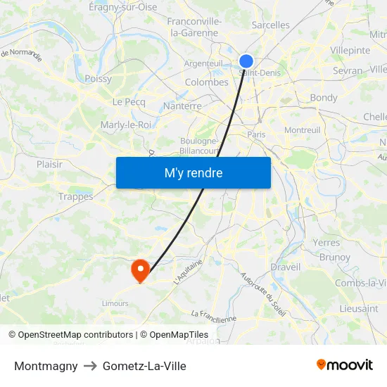 Montmagny to Gometz-La-Ville map