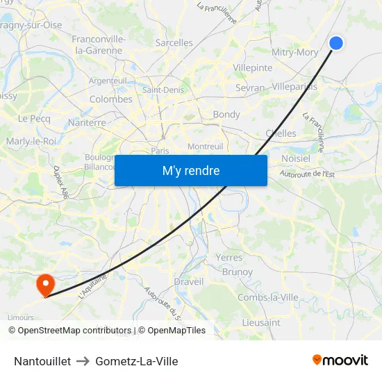 Nantouillet to Gometz-La-Ville map