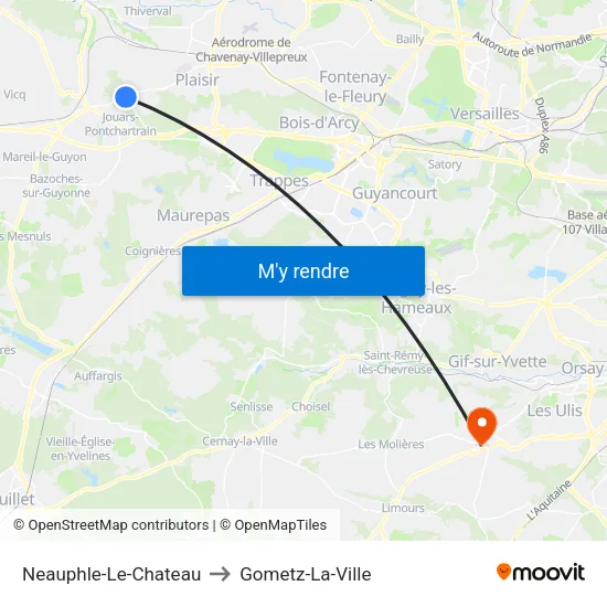 Neauphle-Le-Chateau to Gometz-La-Ville map
