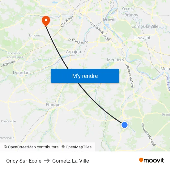 Oncy-Sur-Ecole to Gometz-La-Ville map