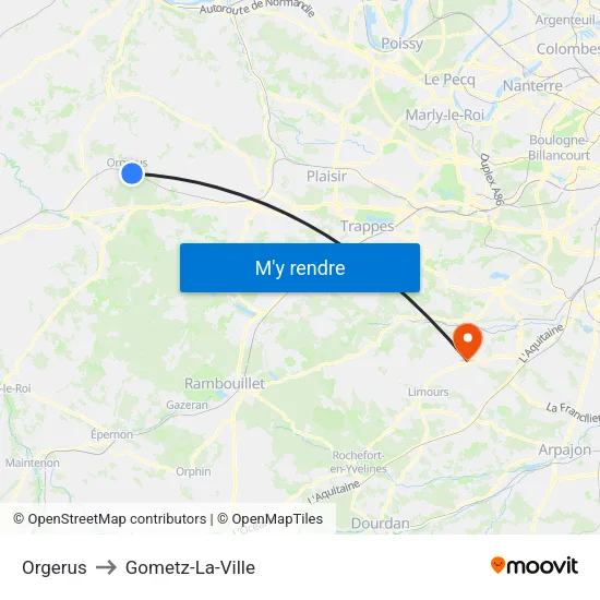 Orgerus to Gometz-La-Ville map