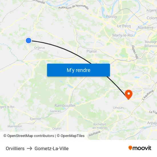 Orvilliers to Gometz-La-Ville map