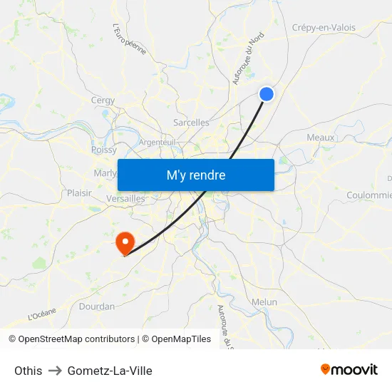 Othis to Gometz-La-Ville map
