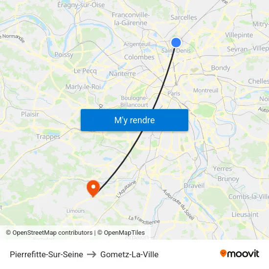 Pierrefitte-Sur-Seine to Gometz-La-Ville map