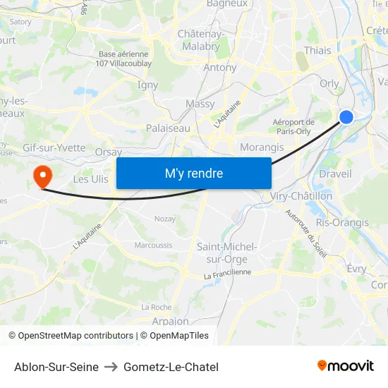 Ablon-Sur-Seine to Gometz-Le-Chatel map