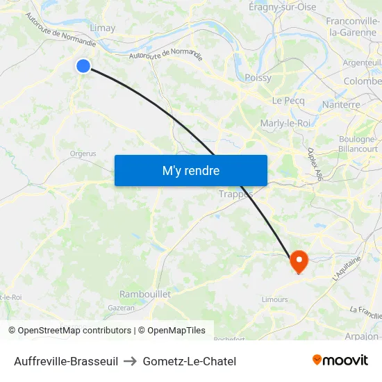 Auffreville-Brasseuil to Gometz-Le-Chatel map