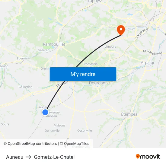 Auneau to Gometz-Le-Chatel map