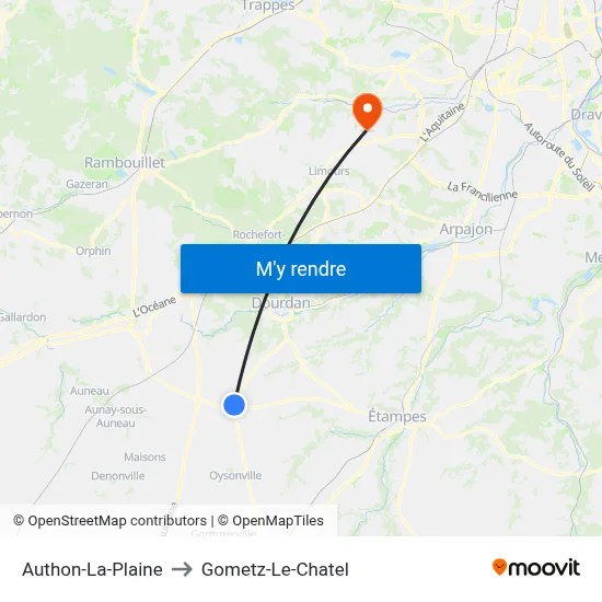 Authon-La-Plaine to Gometz-Le-Chatel map
