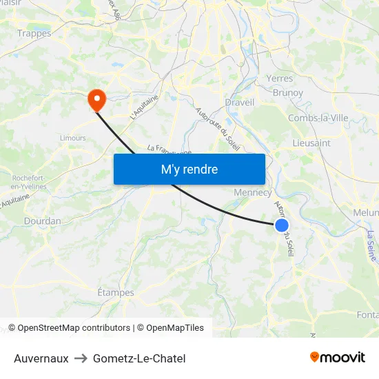 Auvernaux to Gometz-Le-Chatel map