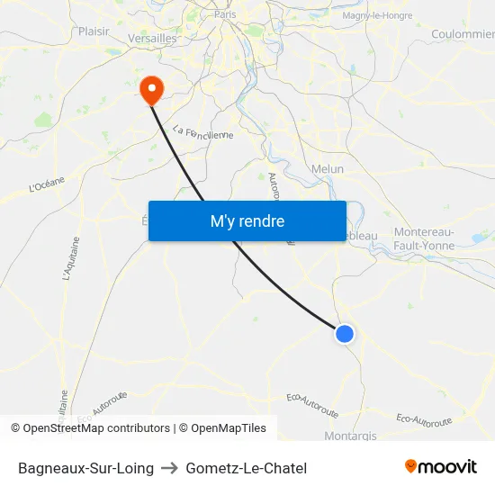 Bagneaux-Sur-Loing to Gometz-Le-Chatel map