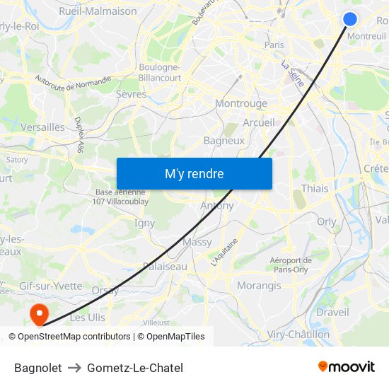 Bagnolet to Bagnolet map
