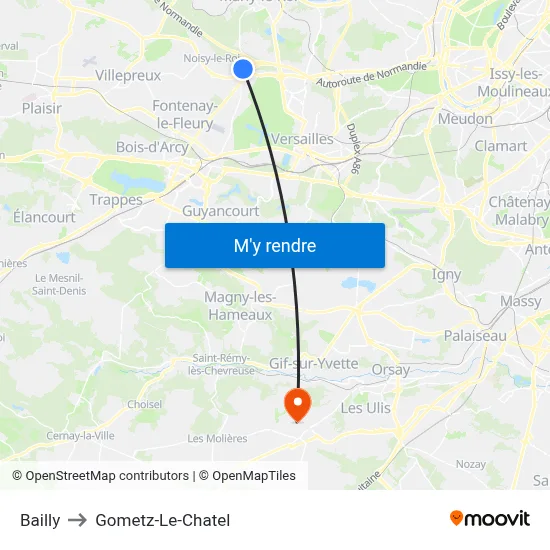 Bailly to Gometz-Le-Chatel map