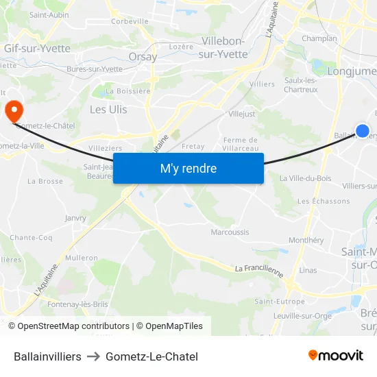 Ballainvilliers to Gometz-Le-Chatel map